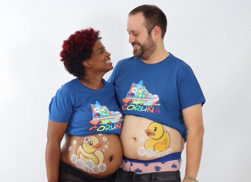 belly painting en pareja